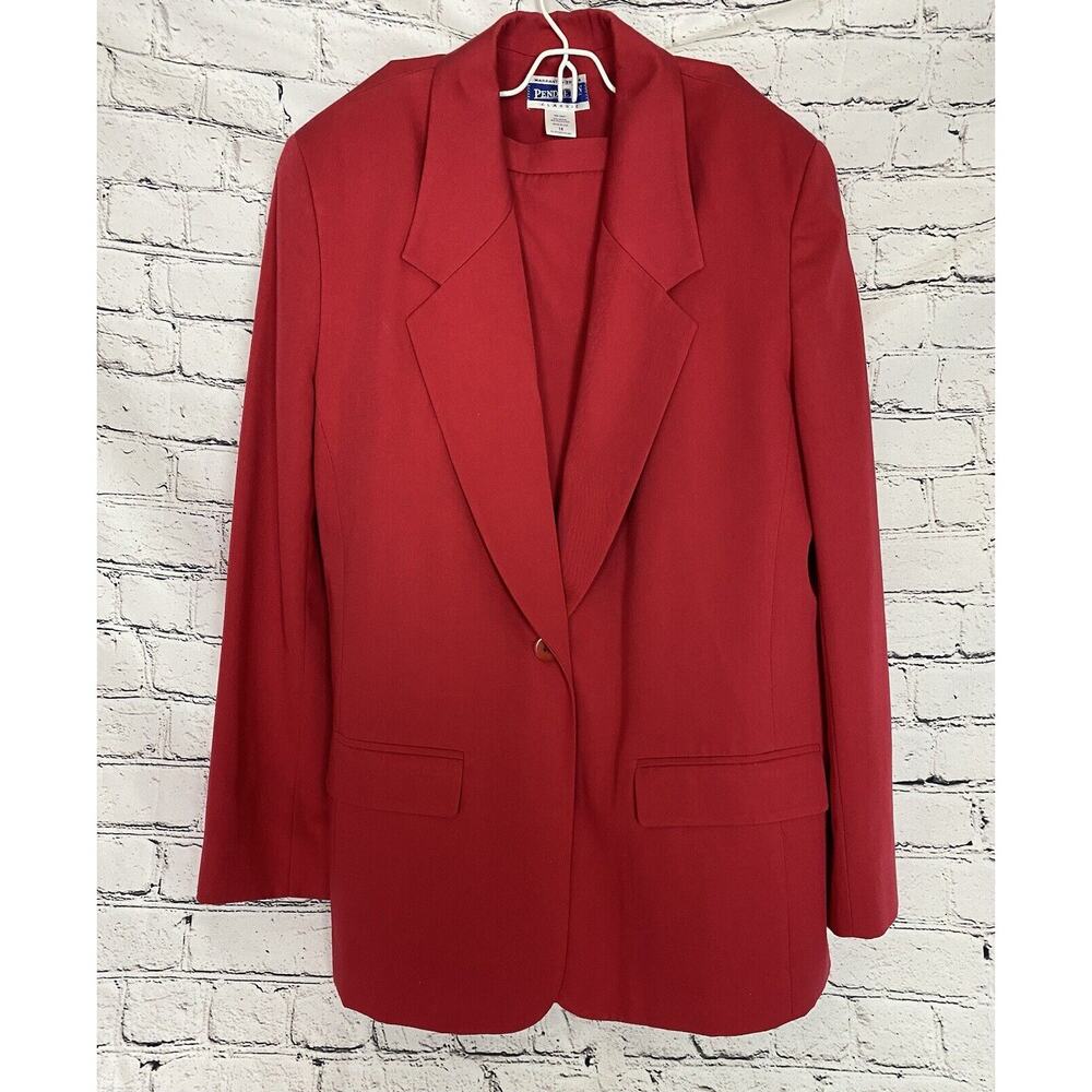 Vtg‎ Pendleton Women's Size 14 Red Suit Long Sleeve Blazer Jacket & Skirt